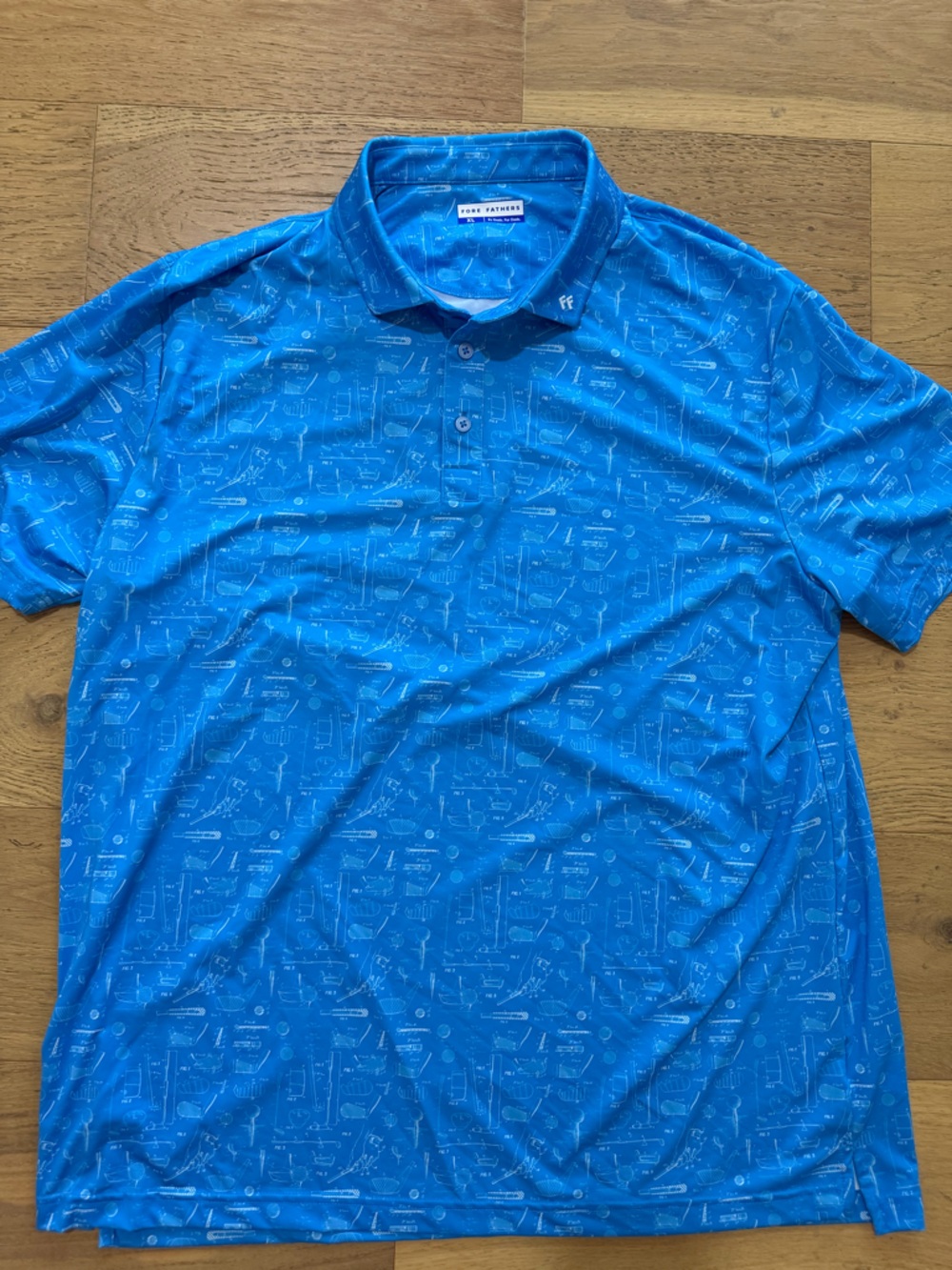 Fore Father’s Birdie Blue Men's Short-Sleeve Golf Polo Shirt XL EUC